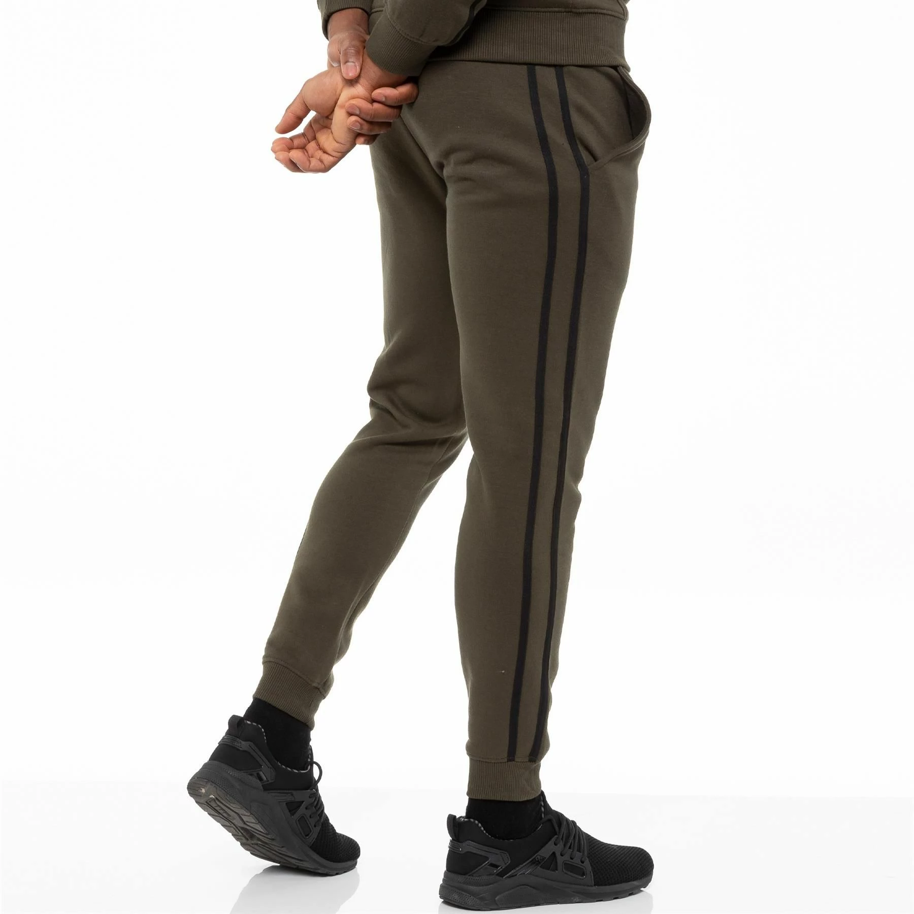 Mens Khaki Tracksuit Joggers| Enzo Designer Menswear - Green 4 Mens Khaki Tracksuit Joggers| Enzo Designer Menswear - Green - Image 2