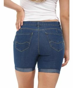 Enzo Womens Skinny Stretch Shorts - Blue -Cheap Enzo Sales Shop e960339a3cf241f4ab4cdb7729bef464