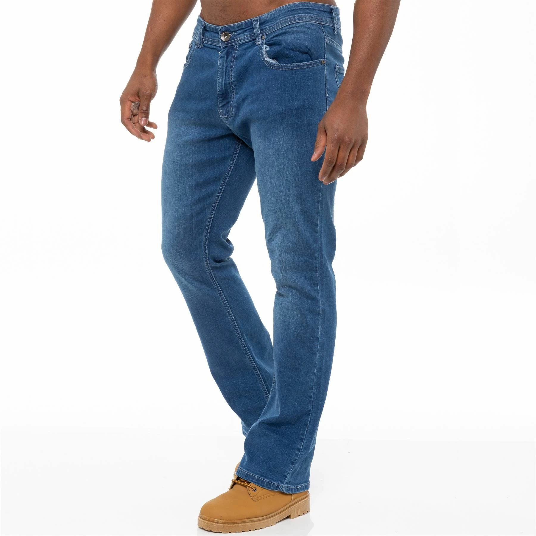 Enzo Mens Bootcut Stretch Denim Jeans - Sky Blue 5 Enzo Mens Bootcut Stretch Denim Jeans - Sky Blue - Image 3