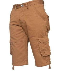 Mens Cargo Combat Shorts| Enzo Designer Menswear - Tan