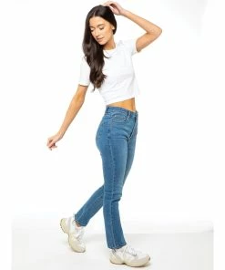 Enzo Womens Straight Denim Jeans - Blue -Cheap Enzo Sales Shop ef786682edd84589a7b147bad1659e72