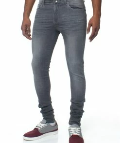 Enzo Mens Skinny Super Stretch Denim Jeans - Grey -Cheap Enzo Sales Shop f1d2d295cc904aeba1540c571c876362