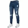 Enzo Mens Skinny Ripped Jeans - Blue