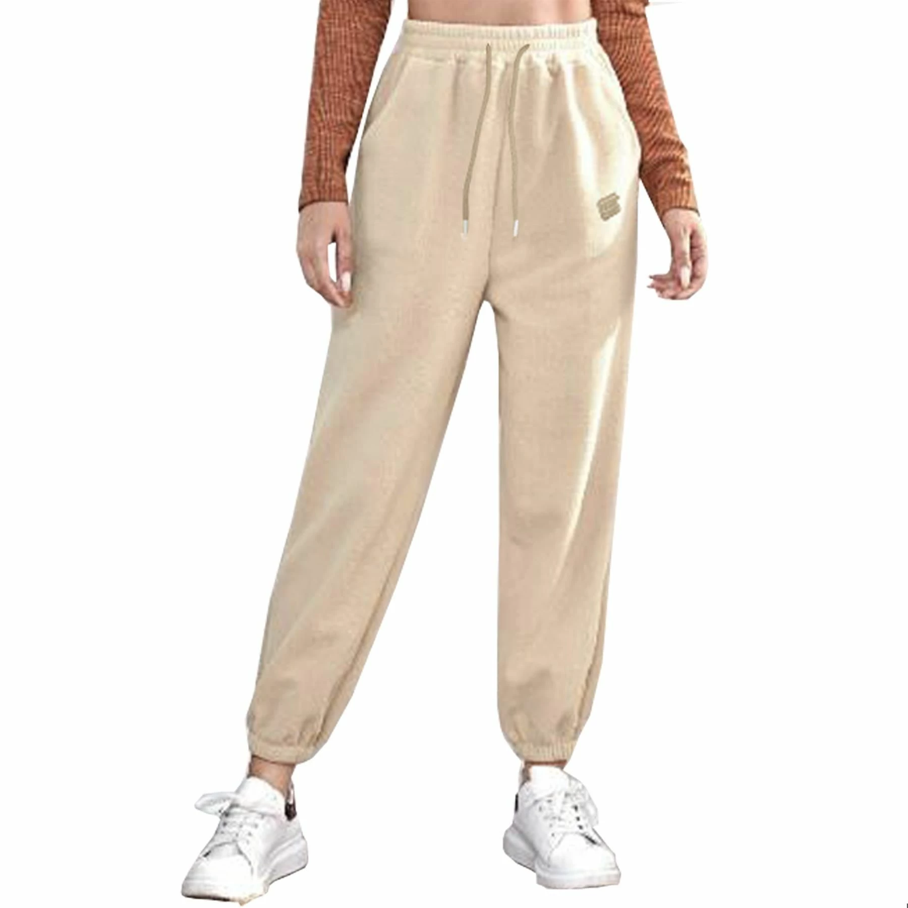 Ladies Oversized Joggers| Enzo Designer Womenswear - Beige 3 Ladies Oversized Joggers| Enzo Designer Womenswear - Beige