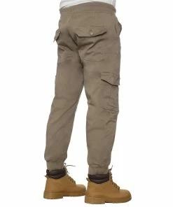 Mens Cuffed Cargo Jean Joggers| Enzo Designer Menswear - Beige -Cheap Enzo Sales Shop fccfb557741240019a495e4cfc381a77