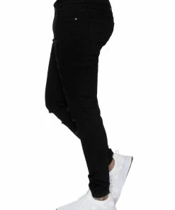 Enzo Mens Skinny Ripped Jeans - Black -Cheap Enzo Sales Shop fdc6e540c6b74249a34495fd55ad15da