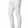 Enzo Men's Super Skinny Stretch Biker Denim Jeans - White 2 Enzo Men's Super Skinny Stretch Biker Denim Jeans - White -Cheap Enzo Sales Shop front side 7 34