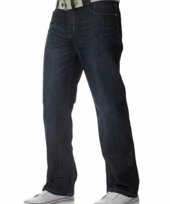 Enzo Men's Dark Blue Jeans with Belt EZ14