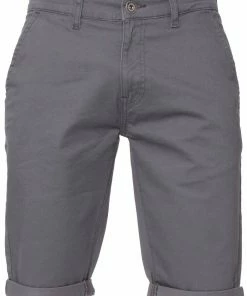 Enzo Men's Slim Fit Stretch Chino Shorts - Grey