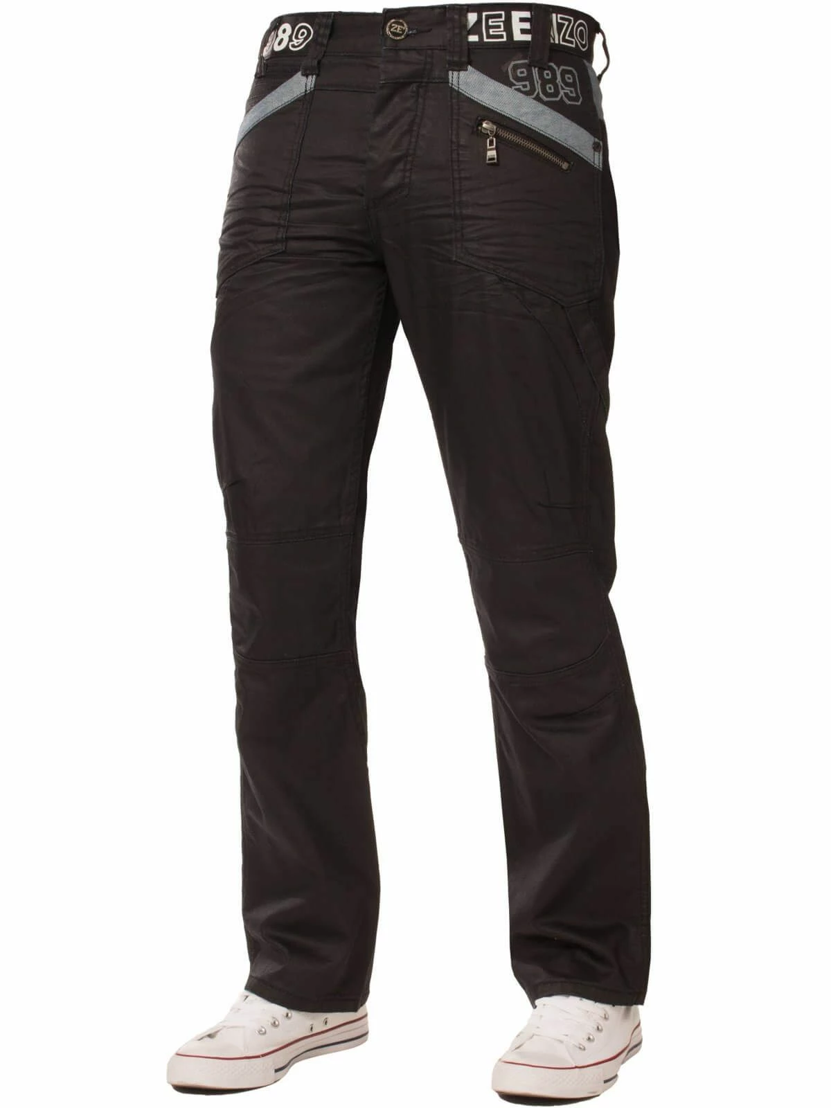 Enzo Men's Black Coated Denim Jeans 3 Enzo Men's Black Coated Denim Jeans