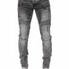 Enzo Men's Super Skinny Stretch Biker Denim Jeans - Grey -Cheap Enzo Sales Shop front web image 1 1