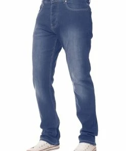 Enzo Men's Regular Fit Stretch Denim Jeans - Blue