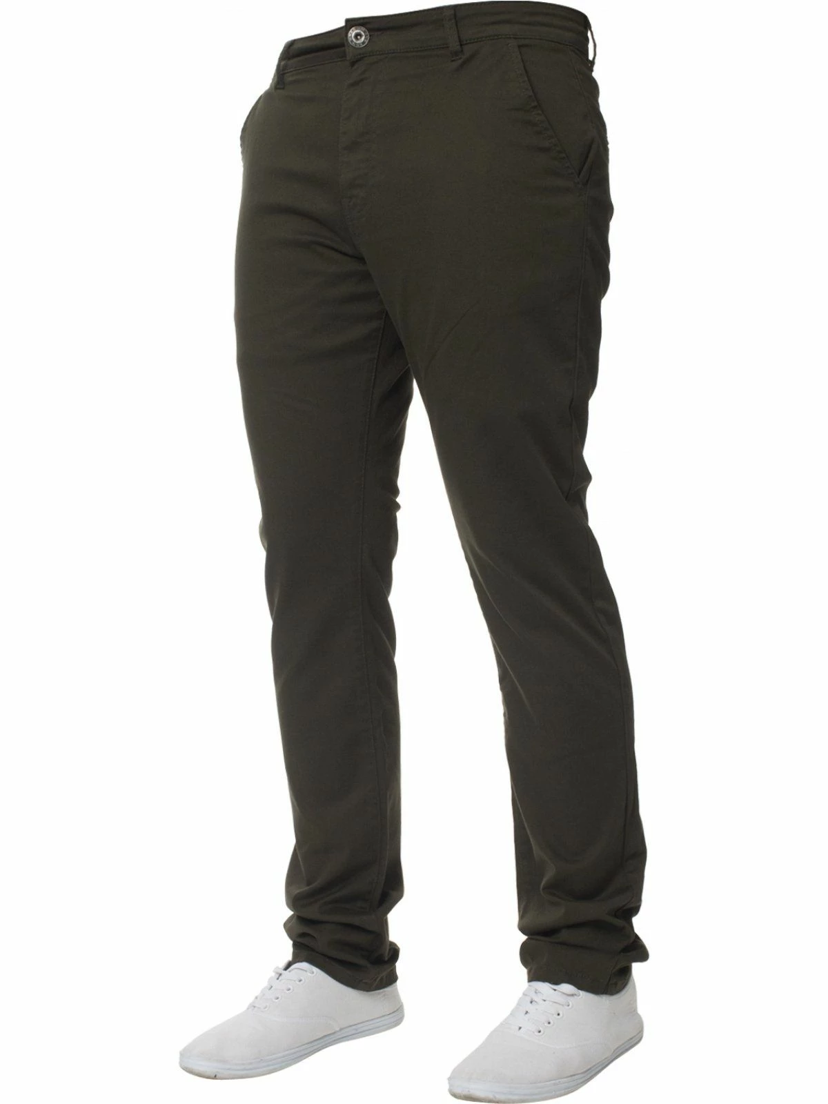 Enzo Men's Chinos Slim Fit Stretch Jeans - Khaki 3 Enzo Men's Chinos Slim Fit Stretch Jeans - Khaki