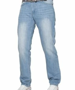Enzo Men's Designer Regular Fit Denim Jeans - Blue