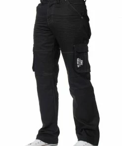 Enzo Men's Combat Denim Jeans - Black