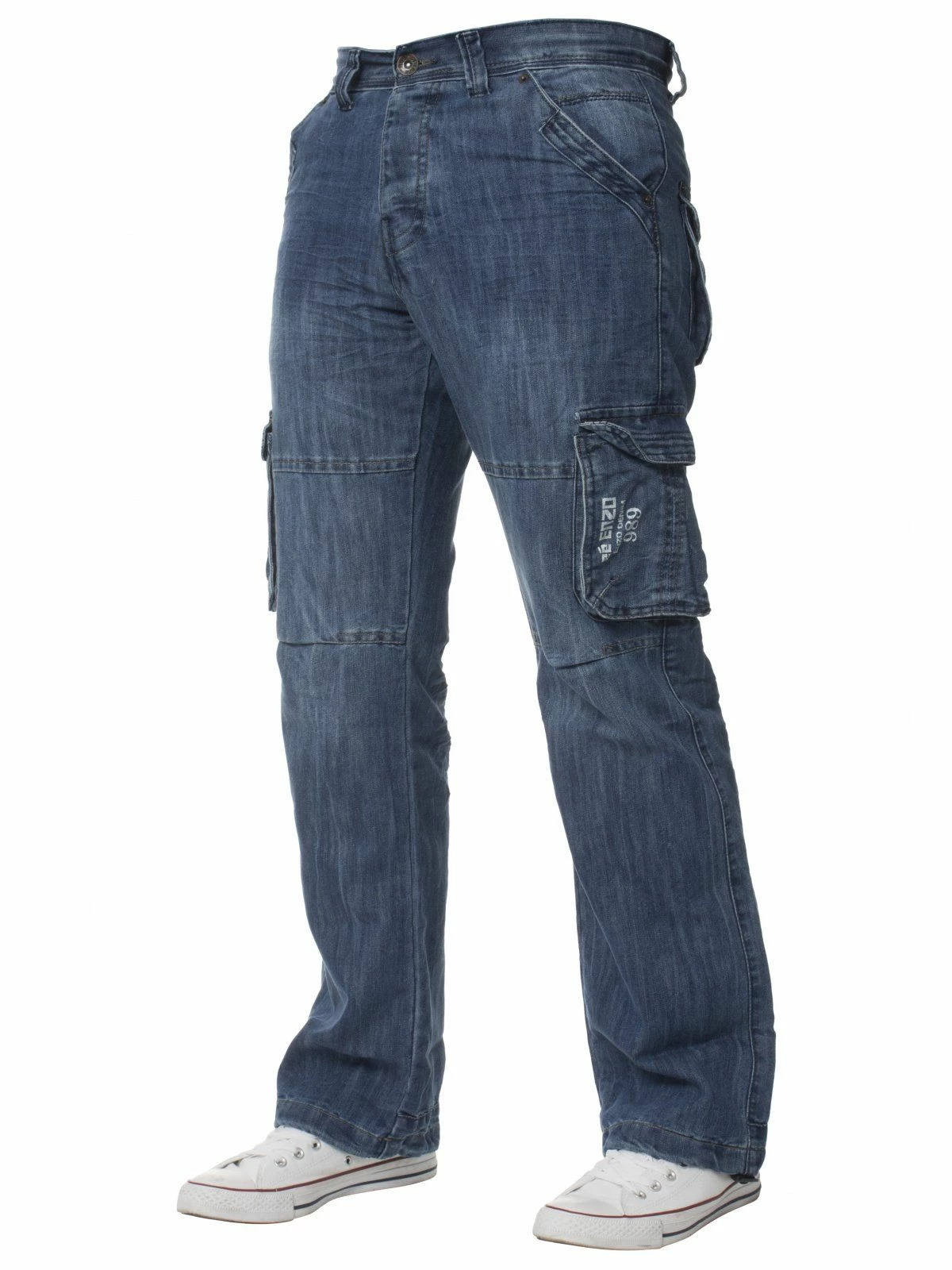 Enzo Men's Combat Denim Jeans - Blue 3 Enzo Men's Combat Denim Jeans - Blue