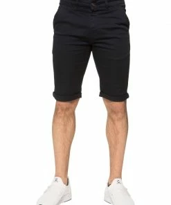 Enzo Men's Slim Fit Stretch Chino Shorts - Navy