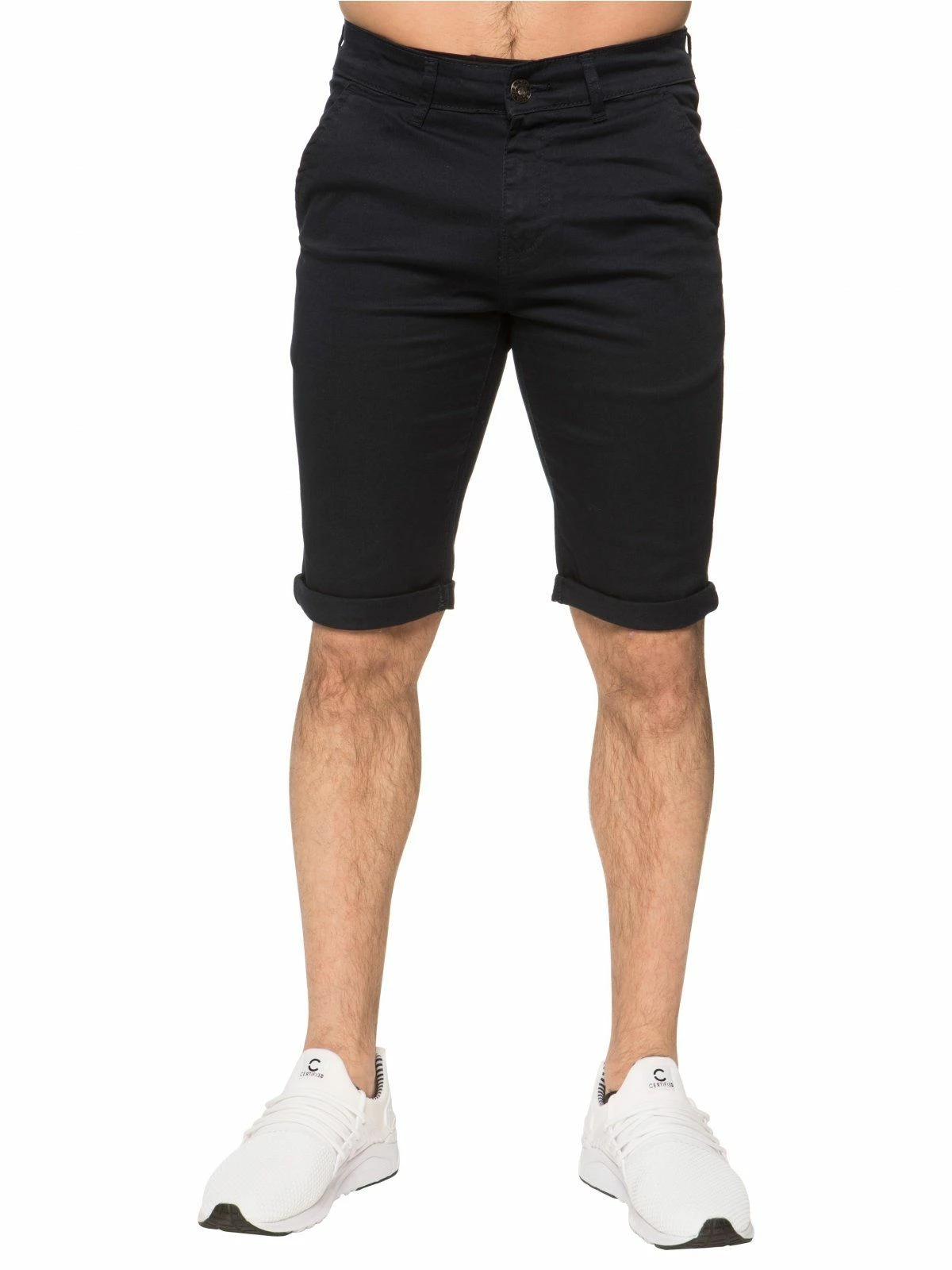 Enzo Men's Slim Fit Stretch Chino Shorts - Navy 3 Enzo Men's Slim Fit Stretch Chino Shorts - Navy