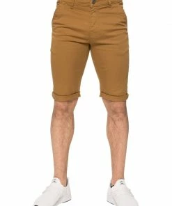 Enzo Men's Slim Fit Stretch Chino Shorts - Tan