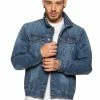 Enzo Men's Enzo Denim Designer Jacket - MSW - Blue