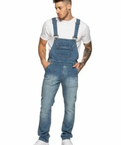 Enzo Men's Blue Denim Overall Dungarees
