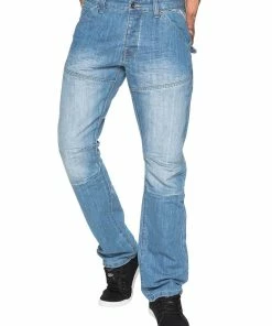 Enzo Men's Straight Fit Denim Jeans EZ243 Bleach - Blue
