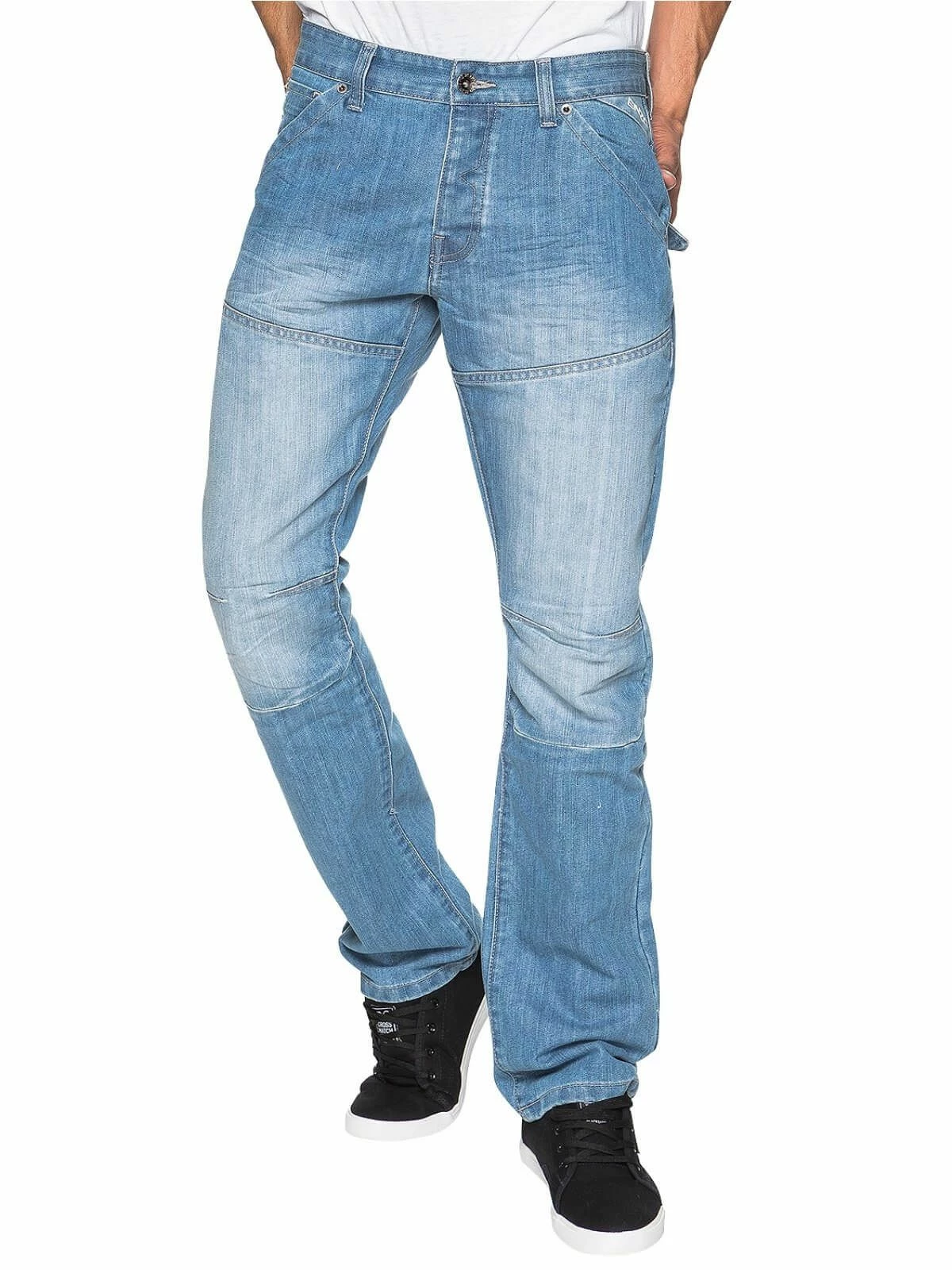 Enzo Men's Straight Fit Denim Jeans EZ243 Bleach - Blue 3 Enzo Men's Straight Fit Denim Jeans EZ243 Bleach - Blue