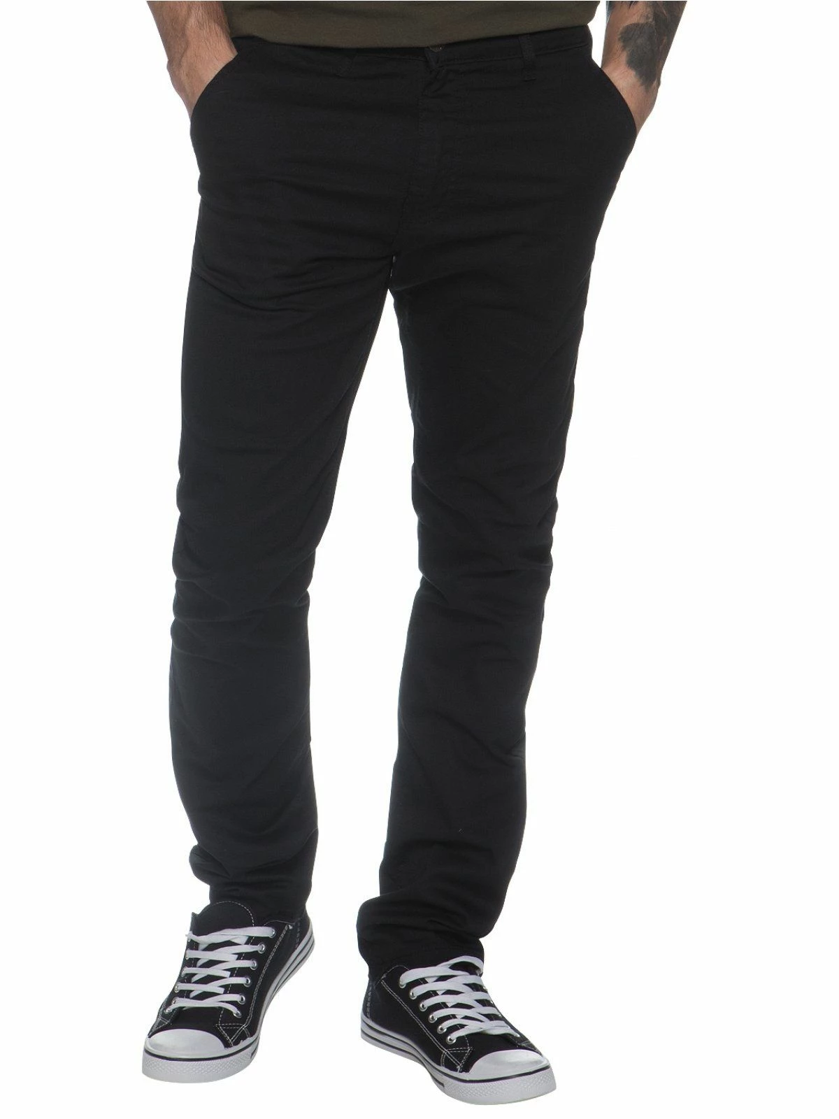 Enzo Men's Chinos Slim Fit Stretch Jeans - Black 3 Enzo Men's Chinos Slim Fit Stretch Jeans - Black