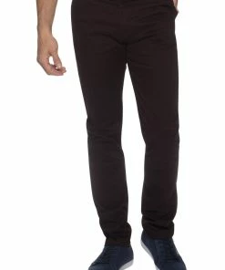 Enzo Men's Chinos Slim Fit Stretch Jeans - Burgundy