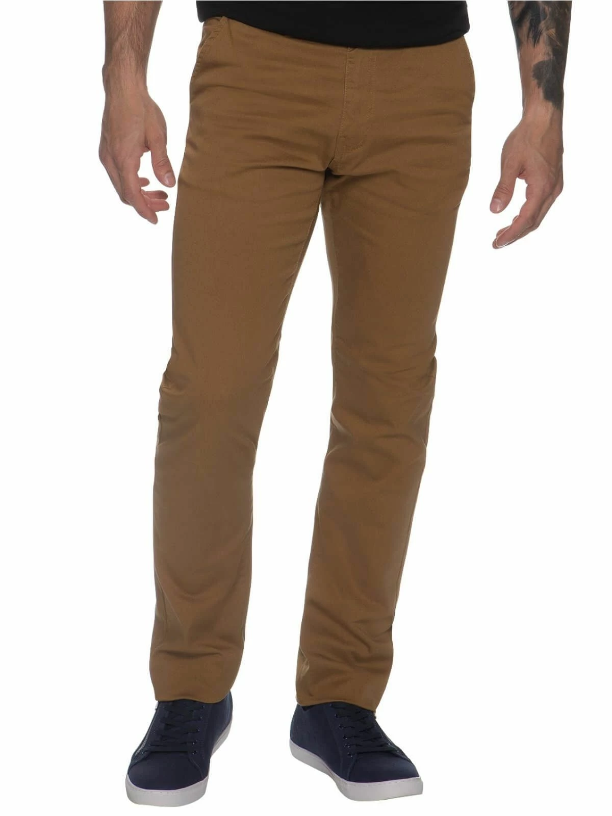 Enzo Men's Chinos Slim Fit Stretch Jeans - Tan 3 Enzo Men's Chinos Slim Fit Stretch Jeans - Tan